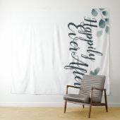 Tenture Fond de mariage Blue Eucalyptus Happily Ever (En situation (horizontale))