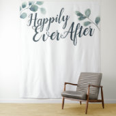 Tenture Fond de mariage Blue Eucalyptus Happily Ever (En situation)