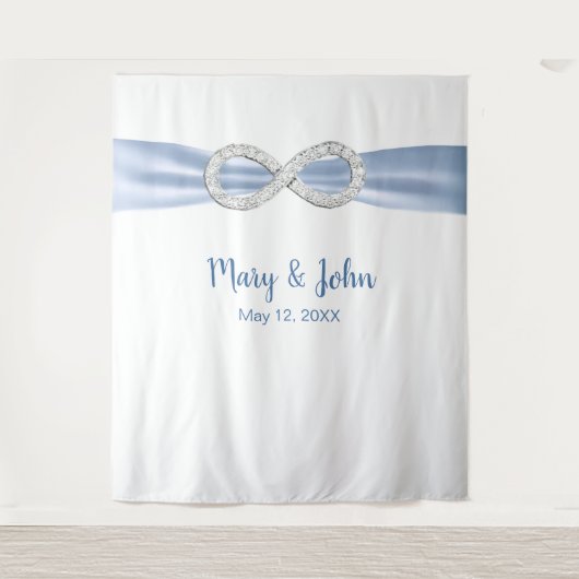 Tenture Fond de mariage Blue Ribbon Diamond Infinity (Devant)