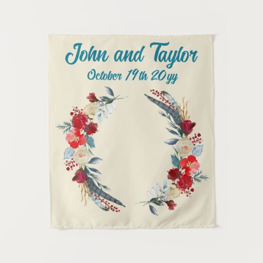 Tenture Fond de mariage bohème crème pour réception et pho (Devant)