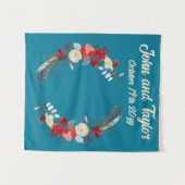 Tenture Fond de mariage bohème sarcelle pour réception et (Devant (Horizontal))