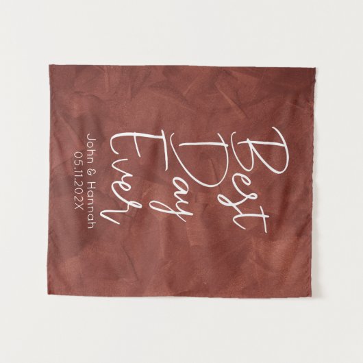 Tenture Fond de mariage Boho Best Day Ever (Devant (Horizontal))