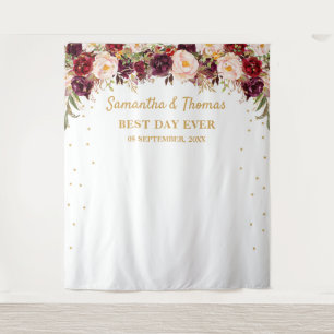 Tenture Fond de mariage bordeaux marsala rose gold