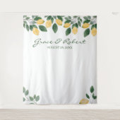 Tenture Fond de mariage botanique au citron à l'aquarelle (Devant)