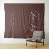 Tenture Fond de mariage calligraphié marron classique bann (En situation (horizontale))