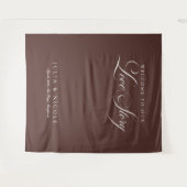 Tenture Fond de mariage calligraphié marron classique bann (Devant (Horizontal))