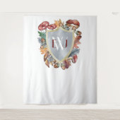 Tenture Fond de mariage champignon automne bordeaux bleu p (Devant)