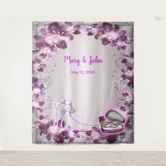 Tenture Fond de mariage chic floral violet tendance (Devant)