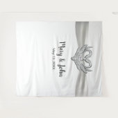 Tenture Fond de mariage Cygnes argentés Ruban blanc (Devant (Horizontal))