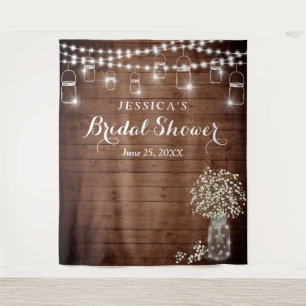 Tenture Fond de mariage dans un pot Mason de Gypsophile