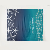 Tenture Fond de mariage d'été de star de mer de plage bleu (Devant (Horizontal))