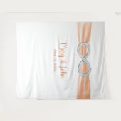 Tenture Fond de mariage diamant à ruban orange infini (Devant (Horizontal))
