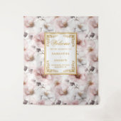 Tenture Fond de mariage doré poussiéreux bohème rose (Devant)