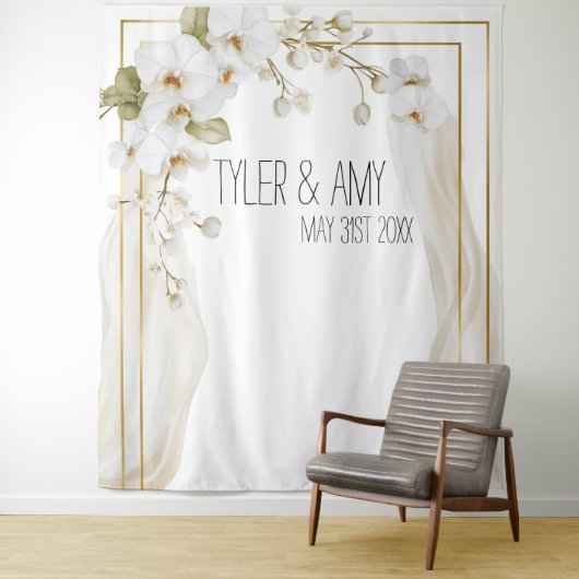 Tenture Fond de mariage Élégance Orchidée Luxe (En situation)