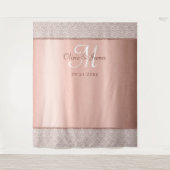 Tenture Fond de mariage élégant à monogramme en or rose (Devant)