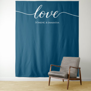 Tenture Fond de mariage élégant bleu minimaliste amour