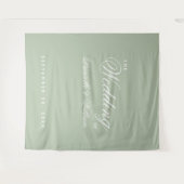 Tenture Fond de mariage élégant écriture simple vert sauge (Devant (Horizontal))