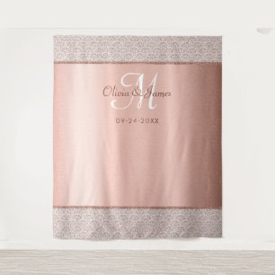Tenture Fond de mariage élégant en or rose monogramme