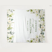 Tenture Fond de mariage élégant eucalyptus roses blanches (Devant (Horizontal))