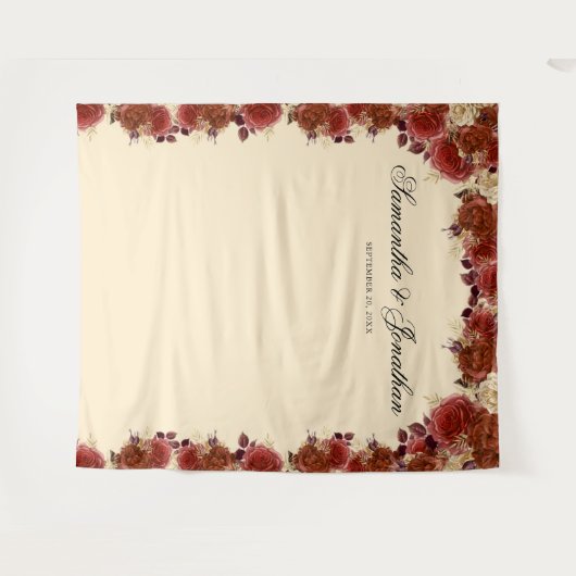 Tenture Fond de mariage élégant Fleurs de Terracotta (Devant (Horizontal))