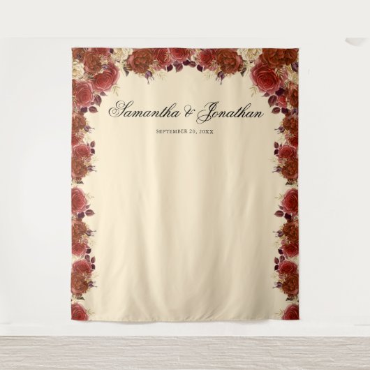 Tenture Fond de mariage élégant Fleurs de Terracotta (Devant)