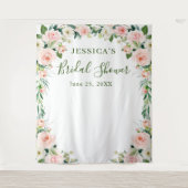 Tenture Fond de mariage élégant fleurs roses blush (Devant)