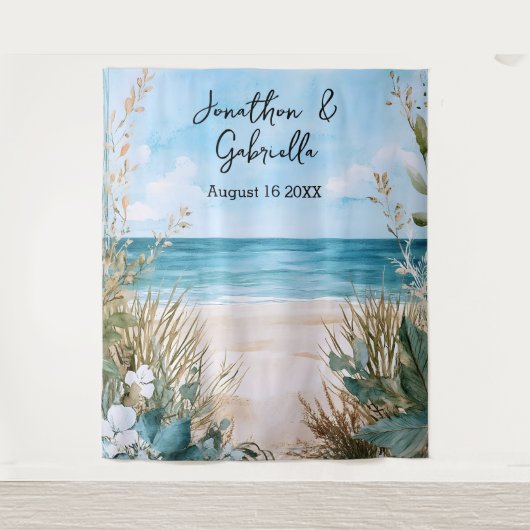 Tenture Fond de mariage élégant sur la plage (Devant)
