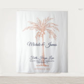 Tenture Fond de mariage en bleu marine or rose palmier (Devant)