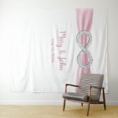 Tenture Fond de mariage en diamant à ruban rose infini (En situation (horizontale))