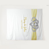 Tenture Fond de mariage en forme de cœur à ruban jaune inf (Devant (Horizontal))