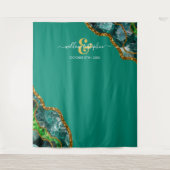 Tenture Fond de mariage en géode d'agate verte émeraude et (Devant)