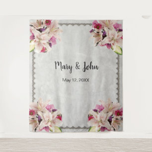 Tenture Fond de mariage en marbre floral Lily blanche