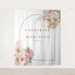 Tenture Fond de mariage en terre cuite Herbe de Pampa pour