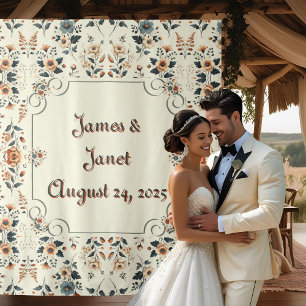 Tenture Fond de mariage floral à la crème légère