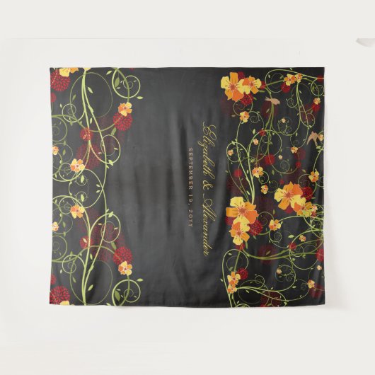 Tenture Fond de mariage floral à l'Hibiscus jaune et aux H (Devant (Horizontal))