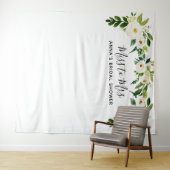 Tenture Fond de mariage floral blanc pour la fête de douch (En situation (horizontale))