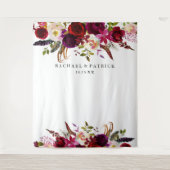 Tenture Fond de mariage floral bordeaux boho Marsala (Devant)