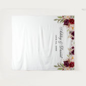 Tenture Fond de mariage floral bordeaux pour photobooth (Devant (Horizontal))