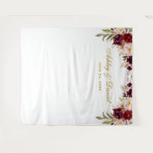 Tenture Fond de mariage floral burgundy pour photobooth (Devant (Horizontal))