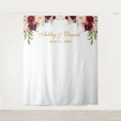 Tenture Fond de mariage floral burgundy pour photobooth (Devant)