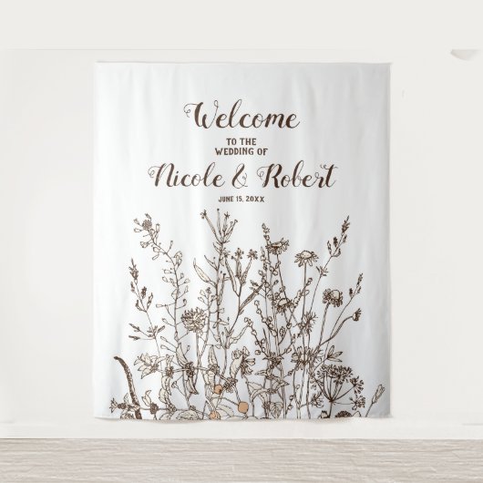 Tenture Fond de mariage floral d'automne aux fleurs sauvag (Devant)