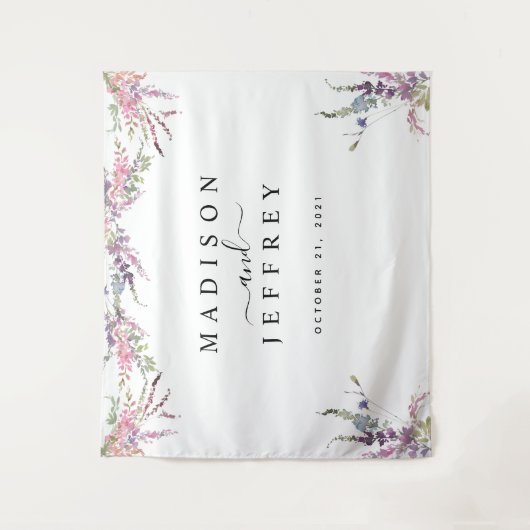 Tenture Fond de mariage floral de fleurs sauvages de print (Devant)