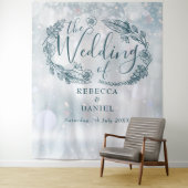 Tenture Fond de mariage floral de flocon de neige d'hiver (En situation)