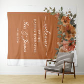 Tenture Fond de Mariage Floral en cuivre rouille orange br (En situation (horizontale))