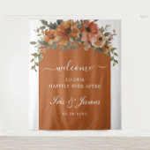 Tenture Fond de Mariage Floral en cuivre rouille orange br (Devant)