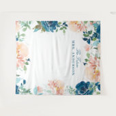 Tenture Fond de mariage floral marine Midnight Blooms (Devant (Horizontal))