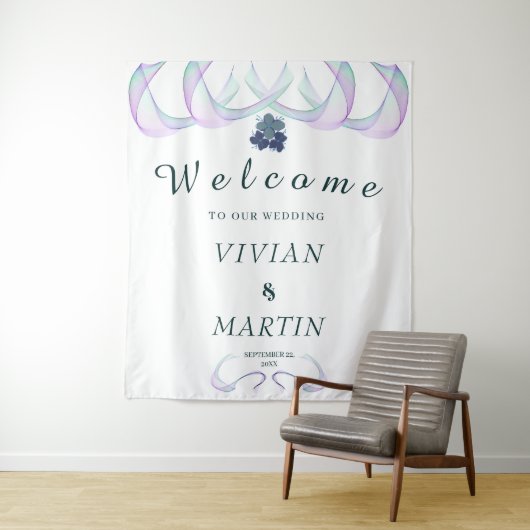 Tenture Fond de mariage floral miniature de foi pourpre ro (En situation)