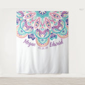 Tenture Fond de mariage floral moderne turquoise et violet (Devant)