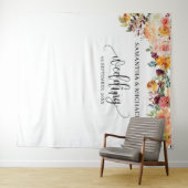 Tenture Fond de mariage floral orange bordeaux Boho Blush (En situation (horizontale))