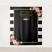 Tenture Fond de mariage floral rayé noir et blanc (Devant)